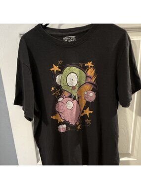 Invader Zim Nickelodeon Graphic Gray T-Shirt Large Short Sleeve